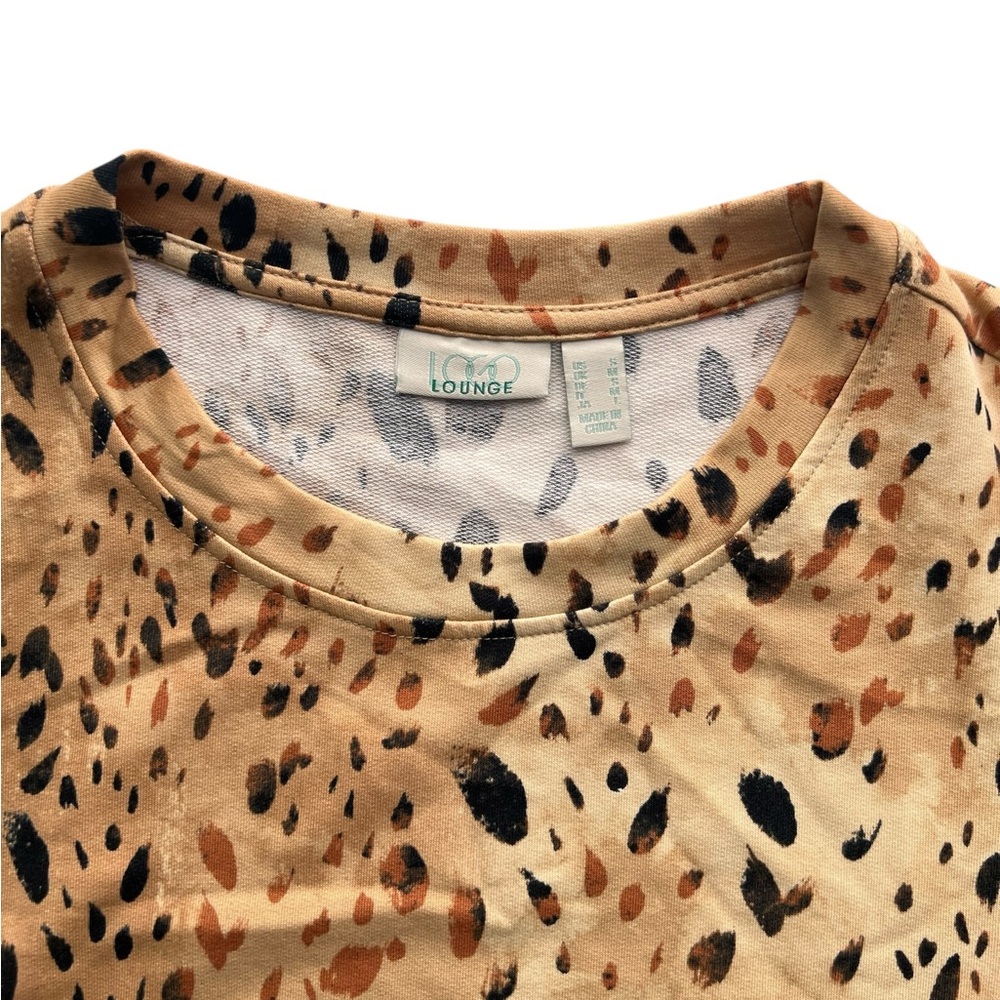 LOGO by Lori Goldstein Lounge Leopard Print Tunic Top Puff Sleeve Women’s S - Picture 6 of 9